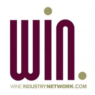 Logo for Wine Industry Network, showing the purple letters "WIN" with two green circles and the website URL below.
