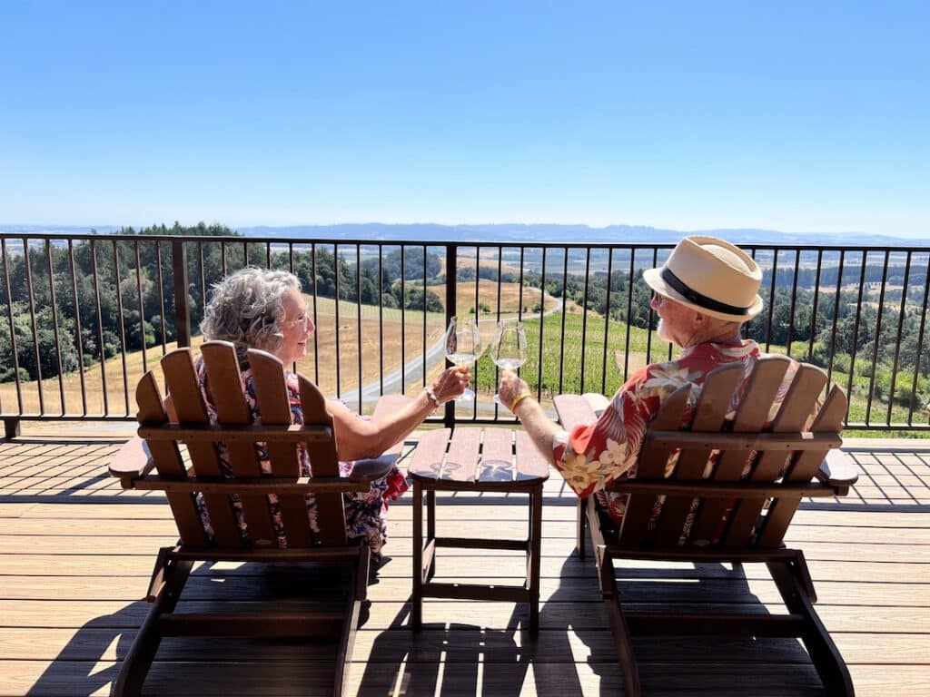 10 Best Wineries in the Willamette Valley, photo of a couple of on a romantic getaway enjoying the view at our Bed and breakfast in McMinnville
