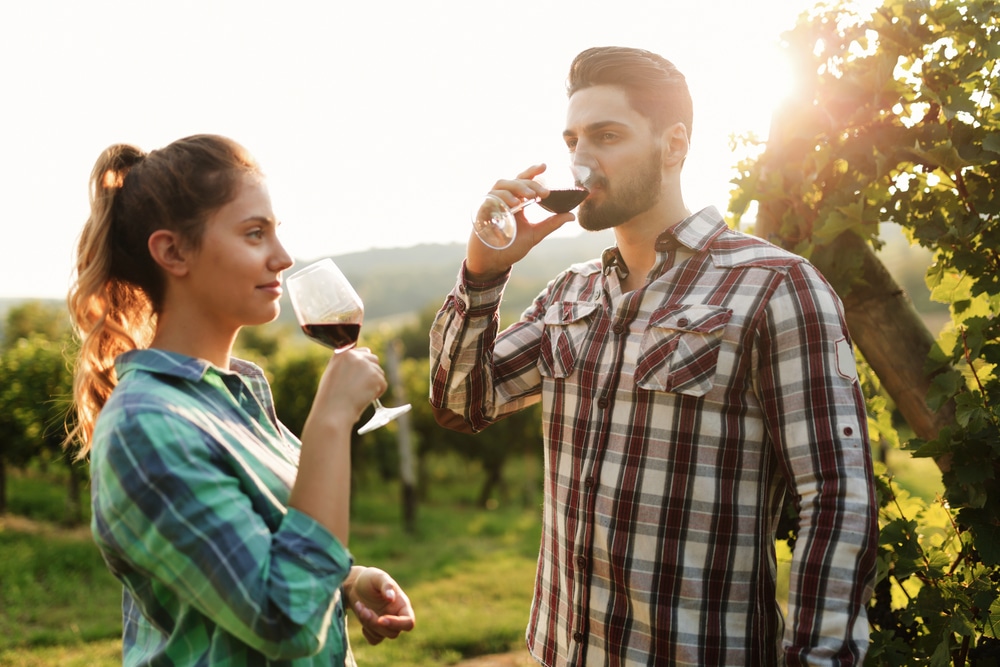 The Best Things to do in McMinnville this Year, couple wine tasting in a vineyard